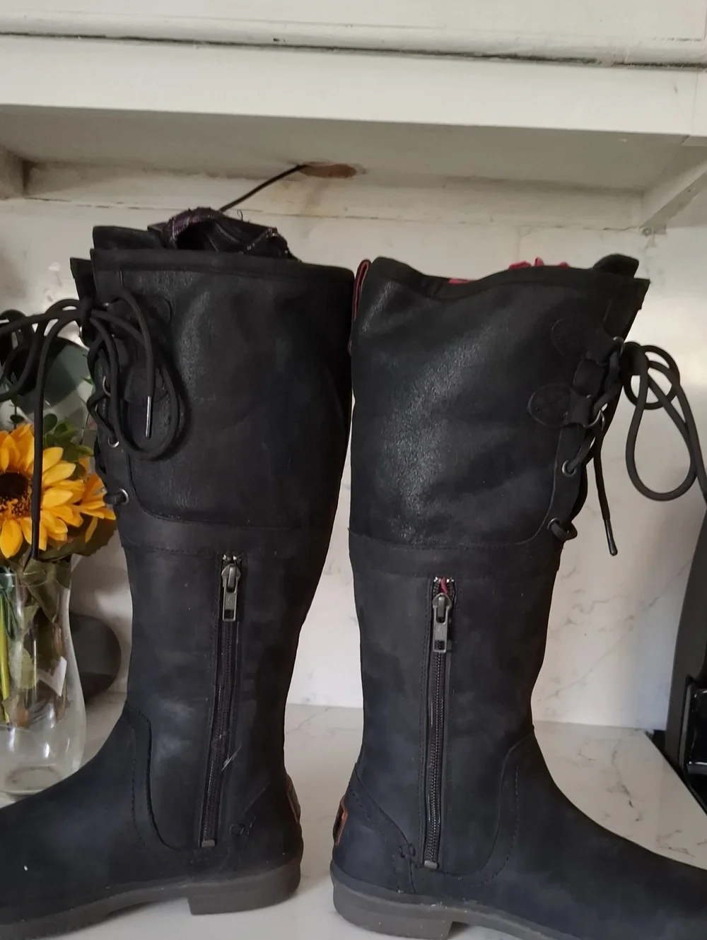 Ugg Waterproof Black Women's Lace-Back Tall Riding Boots